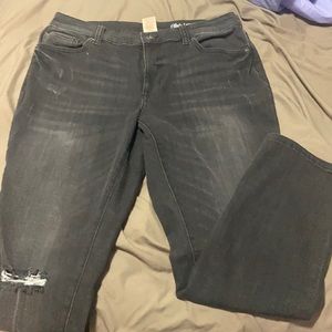 Ash Grey Ripped Knee Bootcut Faded Glory Jeans